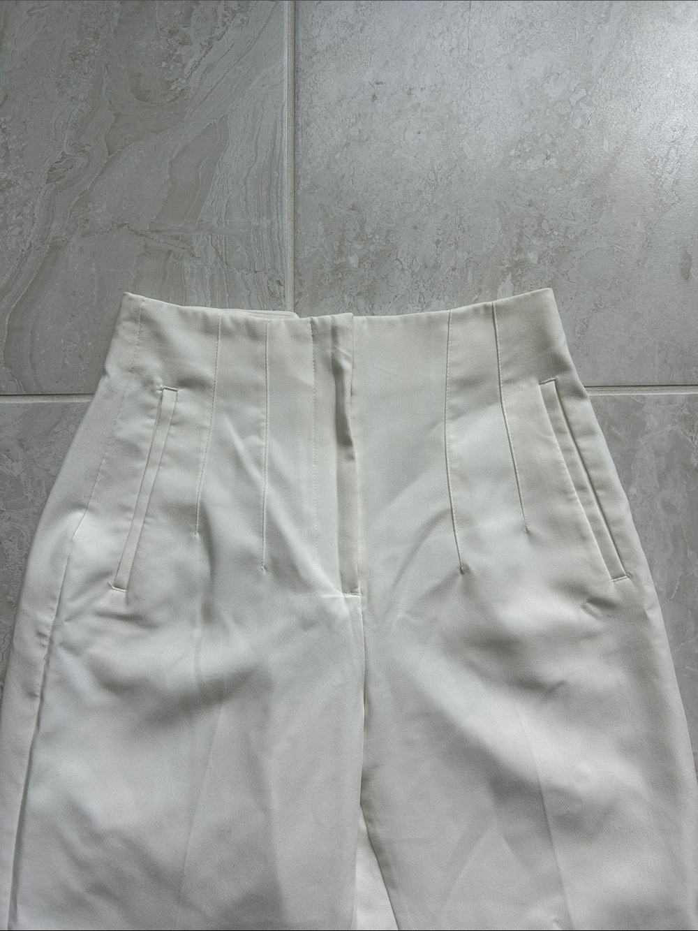 Zara Off-White High-Waist Tailored Trousers - Picture 3 of 5